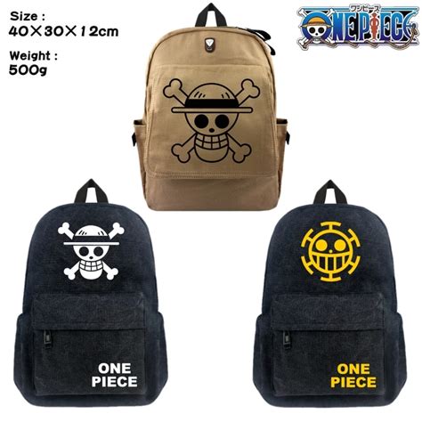 Anime One Piece Luffy Law Student School Bag Casual Canvas Backpack