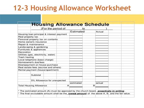 Housing Allowance Worksheet 2022