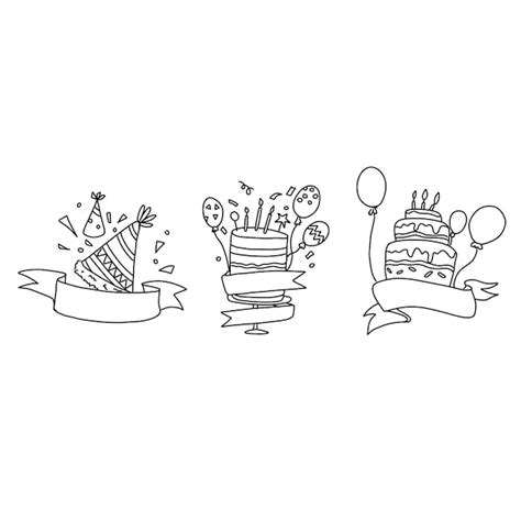 Premium Vector Happy Birthday Party Hand Drawn Doodle Illustrations