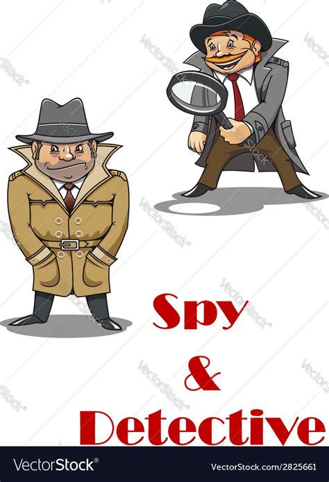 Detective And Spy Man Cartoon Characters Vector Image