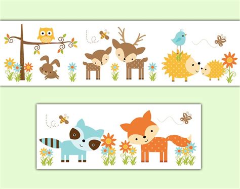 Woodland Nursery Decal Wallpaper Border Forest Creatures