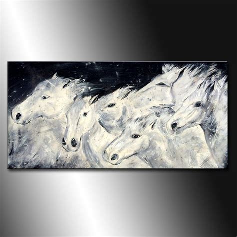 Original Horse Painting Abstract Black And White Figurative Animal Art