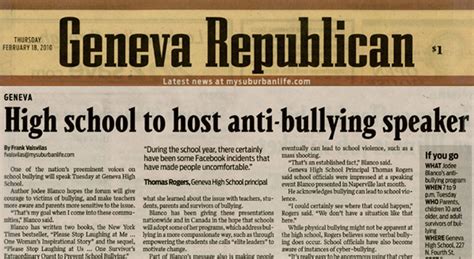 Because bullying has been kept under wraps by officials who use denial to protect their reputation, bullying continues. Press Clippings About School Bullying Expert Jodee Blanco