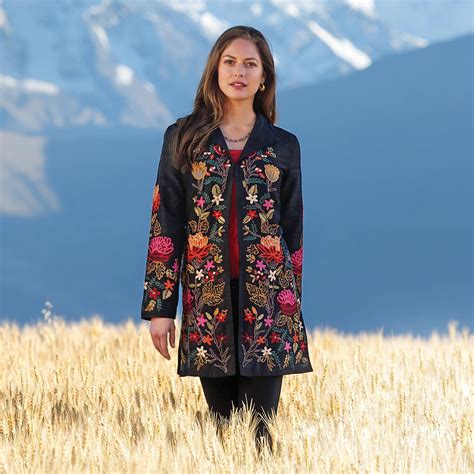 Embroidered Silk Jacket Himalayan Meadow Silk Jacket Women