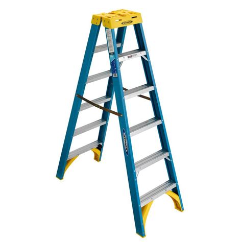 Werner 6 Ft Fiberglass Step Ladder With 300 Lb Load Capacity Type Ia