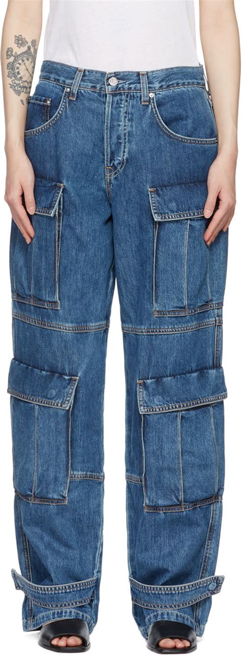 Grlfrnd Blue Lex Cargo Jeans Ssense Canada