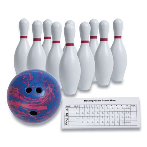 Bowling Set Plasticrubber White 10 Bowling Pins 1 Bowling Ball
