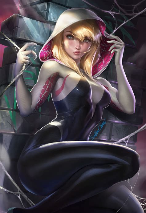 Wallpaper Gwen Stacy Marvel Comics Women Digital Art Sakimichan