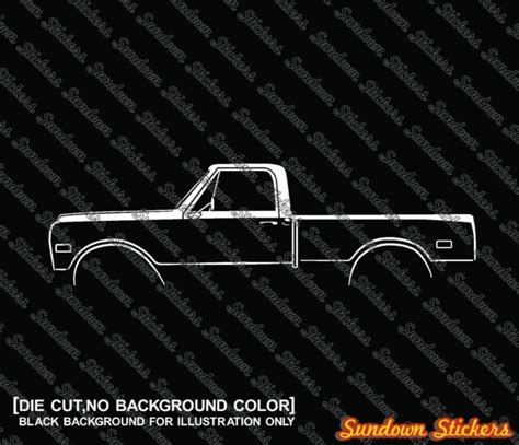 2x Car Silhouette Stickers For Chevrolet C10 Short Bed 1967 1972