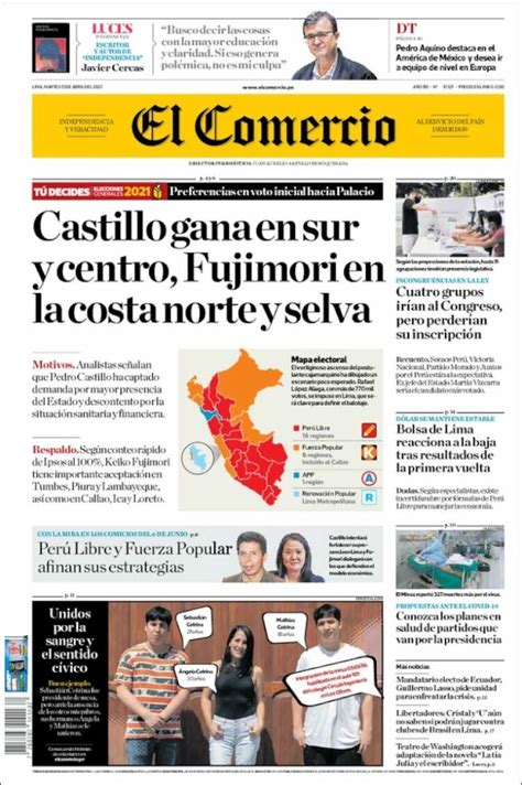Periódico El Comercio Perú Periódicos De Perú Edición De Martes 13