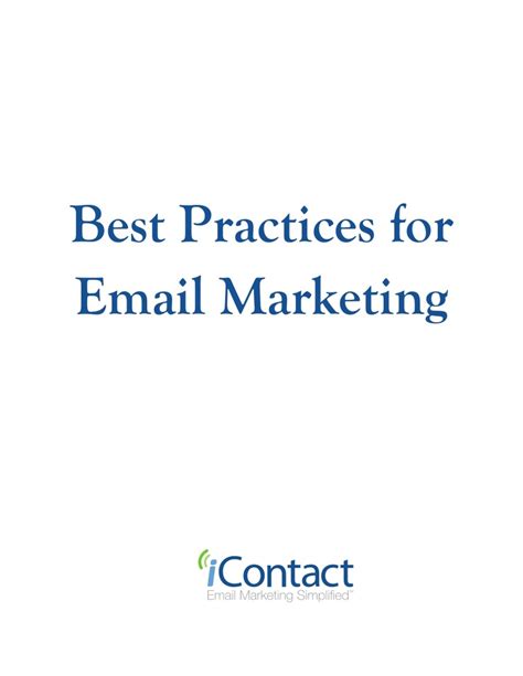 Best Practices For Email Marketing Via Icontact Infographic