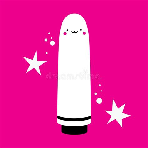 Handdrawn Illustration With Cute Vibrator On Pink Background Stock