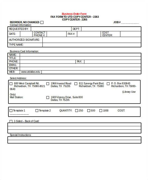 Business Forms 22 Word Pdf Documents Download