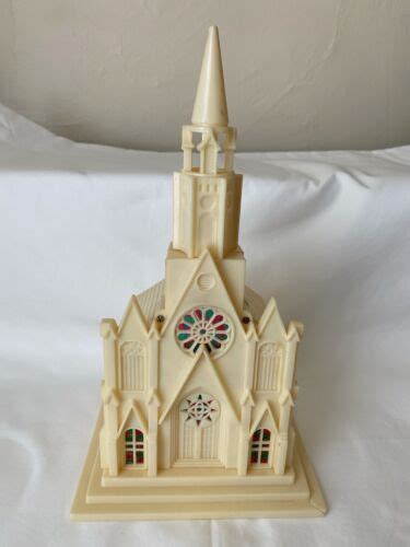 Vintage Light Up Musical Christmas Church Plays Silent Night 1950s