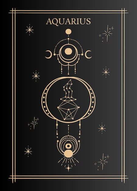 Premium Vector Geometric Zodiac Aquarius Astrological Tarot Card
