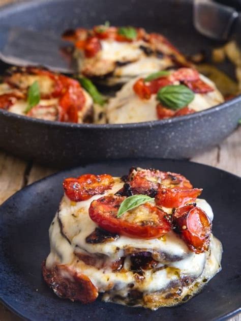 Easy Double Cheese Grilled Tomato Eggplant Stacks An Italian In My