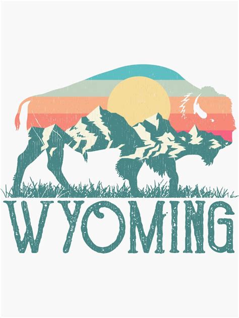 Bison Buffalo Retro Wyoming Wy Mountains Sticker For Sale By Noe