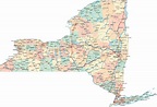 Large detailed road and administrative map of New York State. New York ...