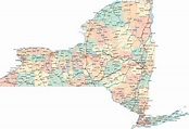 Large detailed road and administrative map of New York State. New York ...