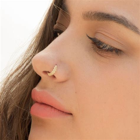 Gold Nose Ring Solid Gold Nose Ring 14k Gold Nose Ring Etsy