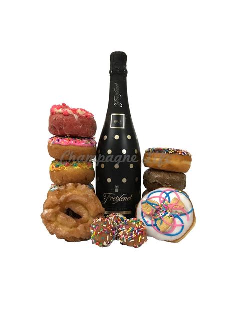 Gift sets for her next day delivery. Champagne and Donuts Gift Set