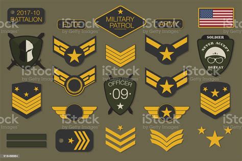 Militärische Abzeichen Und Armee Patches Typografie Militärische