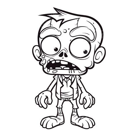 Cartoon Clip Art Zombie Coloring Page Outline Sketch Drawing Vector