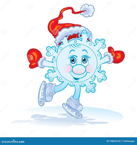 Cute Snowflake Character Riding Canyons On Ice Isolated Object On