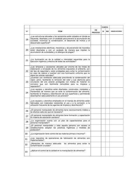 Listas De Chequeo Diagnostico Bpm Politica Ambiental