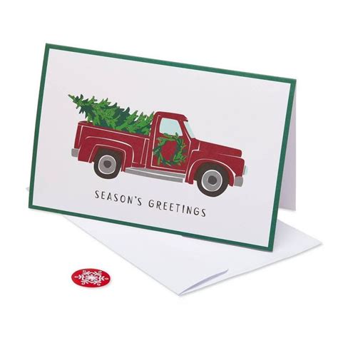 8ct American Greetings Red Truck And Christmas Tree Boxed Greeting Cards