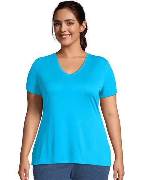 Just My Size T Shirt Cool Dri Short Sleeve Womens V Neck Tee Plus Size