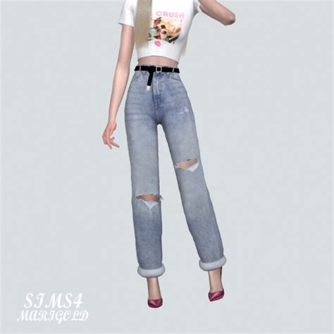 Ripped Jeans V2 With Belt At Marigold Sims 4 Updates