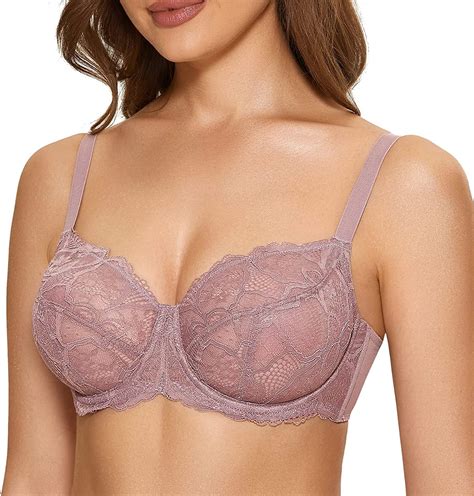 Dobreva Women S See Through Unlined Lace Bra Underwire Plus Size Minimizer Full Coverage At