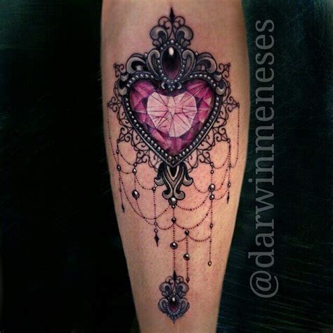 Image Result For Jewelled Heart Tattoo Gem Tattoo Jewel Tattoo Lace
