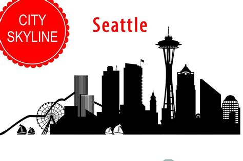 Seattle Vector Skyline Skyline Usa Cities Seattle