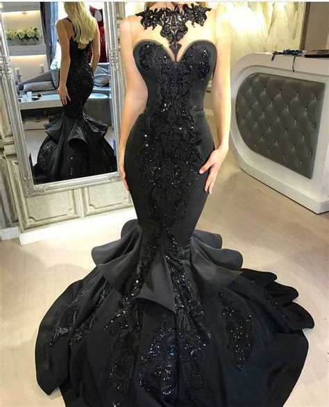 Custom Dresses Inspired By Haute Couture Designer Evening Fashion Black Mermaid Prom Dress
