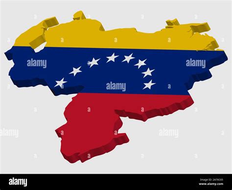 Venezuela Bandera Mapa 3d Ilustración Vectorial Eps 10 Imagen Vector De