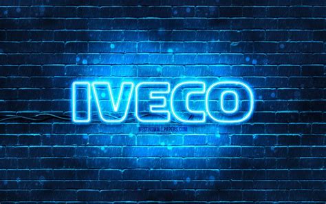 Download Wallpapers Iveco Blue Logo 4k Blue Brickwall Iveco Logo