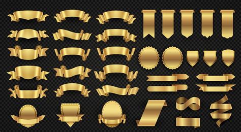 Wrapping Gold Banner Ribbons Elegant Golden Design Elements By