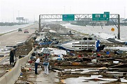 Damage From Hurricane Ike - Debris covered Interstate 45 near Galveston ...