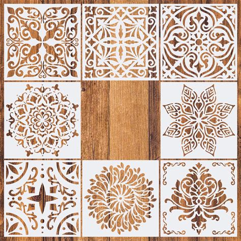 Buy Czong Pack Of 8 Mandala Floor Painting Stencils Set 6x6 Inch