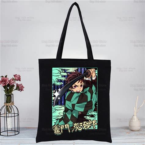 Anime Demon Slayer Shopping Canvas Bag Female Tote Eco Kimetsu No Yaiba