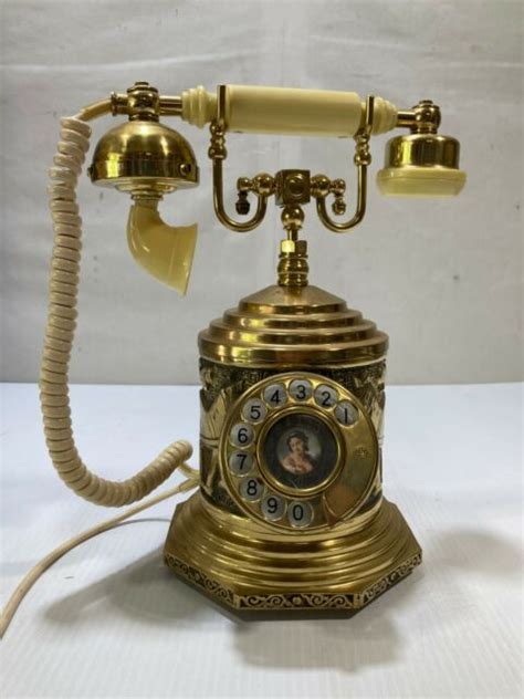 Vintage Rotary Dial Phone Gold Brass Retro Antique Victorian Telephone