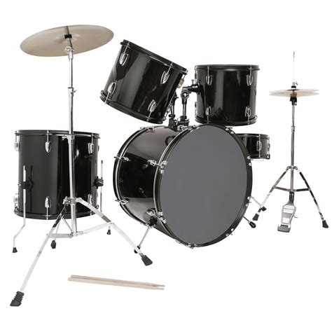 5 Piece Complete Adult Drum Set Cymbals Full Size Kit W Stool And Sticks