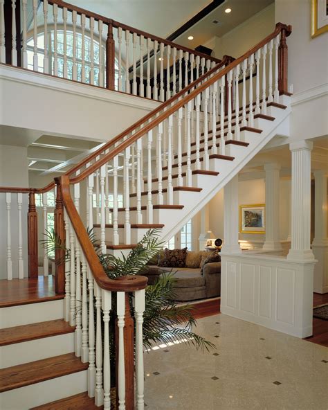 Natural Wood Stair White Painted Risers And Spindles With Natural