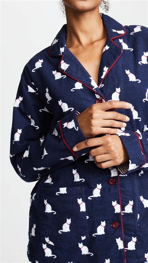 Pj Salvage Cats Pajamas Flannel Pj Set In Navy Blue Lyst