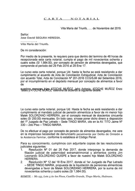 Modelo De Carta De Requerimiento De Pago Ante Municipalidad Docx Vrogue