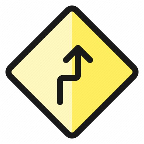 Road Sign Right Reverse Turn Ahead Icon Download On Iconfinder