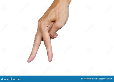 Finger Zwei Der Hand Wie Ein Gehen Auf Den Boden Lokalisiert Auf Weißem