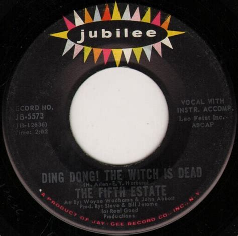Ding Dong The Witch Is Dead The Rub A Dub The Fifth Estate 7inch